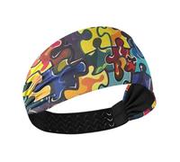 Fascia elastica per il sudore da donna, motivo rompicapo colorato, per atletica, sport, escursionismo, uso quotidiano, diadema para ni?as