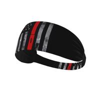 Fascia elastica per la testa con bandiera rossa e ascia da pompiere, per uomo e donna.