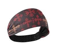 Fascia elastica per la testa con croce di maltese rossa e nera, antiscivolo, per donne, tennis, palestra, make up, atletica