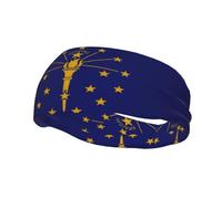 Fascia elastica per la testa da donna, con stampa bandiera dell'Indiana, fascia per il sudore, unisex, per allenamento, yoga, corsa