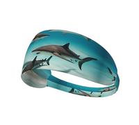 Fascia elastica per sport all'aria aperta, con stampa di pesci nel mare profondo, assorbe il sudore, per viaggi, yoga, ciclismo, sport, fitness.