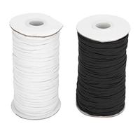 Fascia elastica piatta per la realizzazione fai-da-te di mascherine e per la cucitura di maniche, cordoncino in poliestere ad alta elasticità con eccellente resilienza, 100 yard (In bianco e nero)