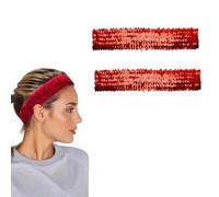 Fascia elastica scintillante da 5 cm, 2 pezzi, fasce per capelli con paillettes da donna, fascia sportiva glitterata rossa, fascia sportiva antiscivolo con glitter, fascia per capelli