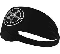Fascia elastica sportiva antisudore con pentagramma di Satana, Bafometto satanico, per sport all'aria aperta, traspirante, fitness e sport.