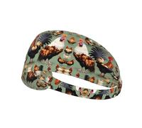Fascia elastica sportiva con gallo e pollo, unisex, morbida e traspirante, ad assorbimento rapido, materiale in poliestere