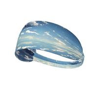 Fascia elastica sportiva con stampa di nuvole bianche e cielo: fascia elastica per corsa, palestra, ciclismo, yoga, fitness e viaggi