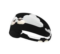 Fascia elastica sportiva con stampa di nuvole bianche e pecorelle. Morbida e confortevole, traspirante, adatta per yoga e corsa.