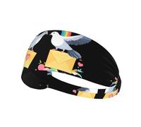 Fascia elastica sportiva con stampa di un piccione viaggiatore e una lettera d'amore. Morbida e confortevole, traspirante, adatta per yoga e corsa.