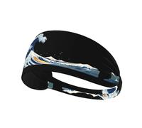 Fascia elastica sportiva con stampa "Terrible Waves", morbida e confortevole, traspirante, adatta per yoga e corsa.