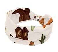 Fascia elastica sportiva da donna morbida fascia antiscivolo accessori per capelli vintage western cowboy selvaggio West berretti stivali modello cactus Twist annodato Hairwrap