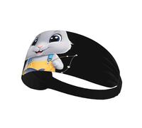 Fascia elastica sportiva HYTTER Little Grey Rabbit Fishing Picture Spandex, morbida, traspirante, ad asciugatura rapida