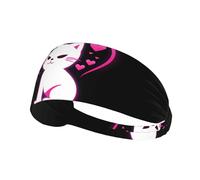 Fascia elastica sportiva JKIEGOQ Red Heart Sly Cat stampato spandex, morbido, traspirante, ad asciugatura rapida