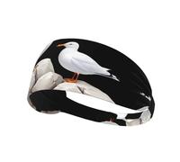 Fascia elastica sportiva per capelli AEKGOHP White gabbiano sulle rocce Stampe ad asciugatura rapida, traspirante