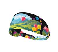 Fascia elastica sportiva per capelli BROLEO La valle è piena di palloncini con stampa ad asciugatura rapida, traspirante