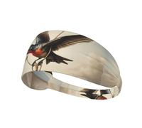 Fascia elastica sportiva per capelli BROLEO Little rondini altalena stampe morbide, traspiranti, ad asciugatura rapida