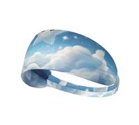 Fascia elastica sportiva per capelli BROLEO Little stars in the white clouds Stampe Morbida, traspirante, ad asciugatura rapida