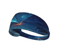 Fascia elastica sportiva per capelli BROLEO Paper plane in the starry sky Prints Soft, traspirante, Quick-Dry
