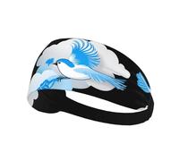 Fascia elastica sportiva per capelli HYTTER Blue Birds Dancing on the Clouds Picture Spandex, morbida, traspirante, ad asciugatura rapida