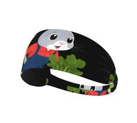 Fascia elastica sportiva per capelli HYTTER Little Grey Rabbit Piantare ravanello Immagine Spandex, morbido, traspirante, ad asciugatura rapida