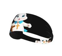 Fascia elastica sportiva per capelli HYTTER Little White Rabbit Holding a Cross Picture Spandex, morbida, traspirante, ad asciugatura rapida
