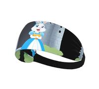 Fascia elastica sportiva per capelli HYTTER Princess Rabbit in the Castle Picture Spandex, morbida, traspirante, ad asciugatura rapida