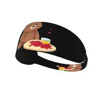 Fascia elastica sportiva per capelli JKIEGOQ Little Bear Spilled The Jam at The Picnic stampato spandex, morbido, traspirante, ad asciugatura rapida