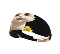Fascia elastica sportiva per capelli JKIEGOQ Little Cat in The Sunflower Garden Printed Spandex, morbida, traspirante, ad asciugatura rapida