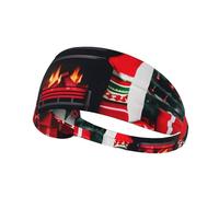Fascia elastica sportiva per capelli MJHKXLJ Christmas Eve Camino Regali & Calzini rossi Stampa Spandex, morbido, traspirante, ad asciugatura rapida