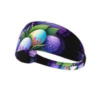 Fascia elastica sportiva per capelli WHJSHOP Easter Eggs in the Butterfly Bush Stamp Spandex, morbida, traspirante, ad asciugatura rapida
