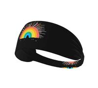 Fascia elastica sportiva per capelli WHJSHOP Fireworks Over The Rainbow Stamp Spandex, morbida, traspirante, ad asciugatura rapida