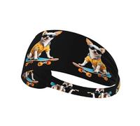 Fascia elastica sportiva per capelli WHJSHOP Skateboard Cool Dog Stamp Spandex, morbida, traspirante, ad asciugatura rapida