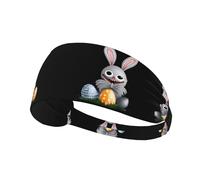 Fascia elastica sportiva per capelli WHJSHOP The Little Rabbit Look for Easter Eggs Stamp Spandex, morbida, traspirante, ad asciugatura rapida