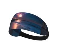 Fascia elastica sportiva per capelli XBKGOHA Fireworks on the coast, morbida, traspirante, ad asciugatura rapida
