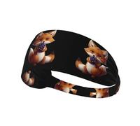 Fascia elastica sportiva per capelli XBKGOHA Little Fox che ama mangiare l'uva stampata morbida, traspirante, ad asciugatura rapida