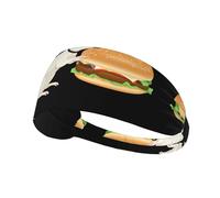 Fascia elastica sportiva per capelli XBKGOHA Mouse mangiare hamburger stampato morbido, traspirante, ad asciugatura rapida