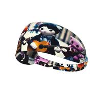 Fascia elastica sportiva per capelli YYHHAOFA Kitten Playing Guitar Pattern Athletic Band per donne e uomini