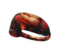 Fascia elastica sportiva per capelli YYHWHJDE Flowers and Pig Prints Spandex, morbida, traspirante, ad asciugatura rapida