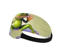 Fascia elastica sportiva per capelli YYHWHJDE La divertente rana che fa yoga modello morbido, traspirante, ad asciugatura rapida