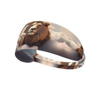 Fascia elastica sportiva per capelli YYHWHJDE Lamb con un leone sulle nuvole modello morbido, traspirante, ad asciugatura rapida