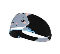 Fascia elastica sportiva per capelli YYHWHJDE Little Grey Rabbit in a Blue Tea acup Stampe Spandex, morbida, traspirante, ad asciugatura rapida