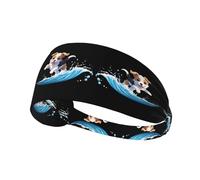 Fascia elastica sportiva per capelli YYHWHJDE Puppy Chasing Waves Pattern Spandex, morbido, traspirante, ad asciugatura rapida