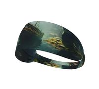 Fascia elastica sportiva per capelli YYHWHJDE Shipwreck at the Bottom of The Lake Stampe Spandex, morbida, traspirante, ad asciugatura rapida
