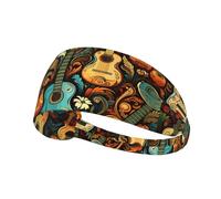 Fascia elastica sportiva per capelli YYHWHJDE stile retrò con stampe di chitarra, in spandex, morbida, traspirante, ad asciugatura rapida
