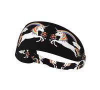 Fascia elastica sportiva per capelli YYHWHJDE Unicorns Across The Rainbow Prints Spandex, morbida, traspirante, ad asciugatura rapida