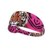Fascia elastica sportiva per capelli YYHWHJDE Zebra Tiger Leopard rosa modello morbido, traspirante, ad asciugatura rapida