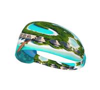 Fascia elastica sportiva stampata con paesaggio delle Maldive: fascia elastica per il sudore, per corsa, palestra, ciclismo, yoga, fitness e viaggi