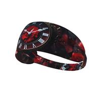 Fascia elastica sportiva YYHHAOFA Little red flower in the clock stampa morbida, traspirante, ad asciugatura rapida