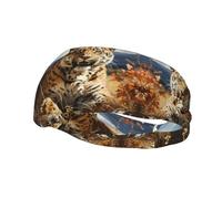 Fascia elastica unisex con leopardo in cerca di prede, basket, per esercizi, corsa, ciclismo, yoga, fitness, fascia per il sudore,