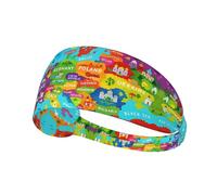 Fascia elastica unisex con mappa dell'Europa colorata con stampa di icone su entrambi i lati, ideale come regalo per amici amanti dello sport, famiglia