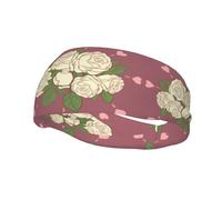 Fascia elastica unisex, con rosa bianca dell'amore, per basket, corsa, ciclismo, yoga, fitness, ecc